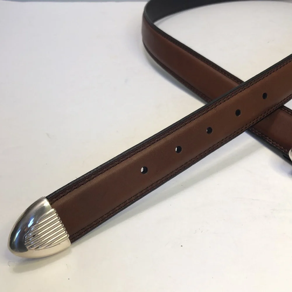 Canterbury Brown Silver Oil Tanned Cowhide Leather Belt size 40